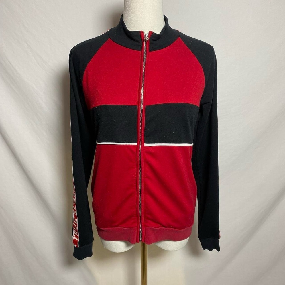 True Religion red, black and white zip up‎ jacket size small  Y2K sporty